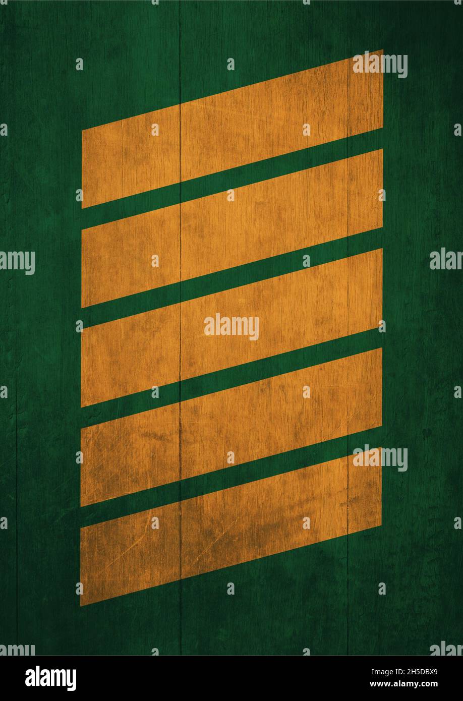 Bella linea centrata grado simbolo arancione con texture verde scuro, concetto minimalista illustrazione, sfondo e concept art. Arte artistica con vibrazione Foto Stock