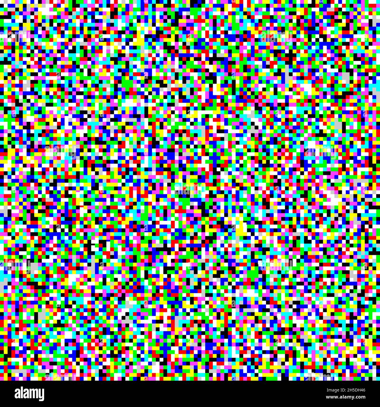 Schermo TV a colori rumore pixel fricch motivo uniforme texture sfondo illustrazione vettoriale. Illustrazione Vettoriale