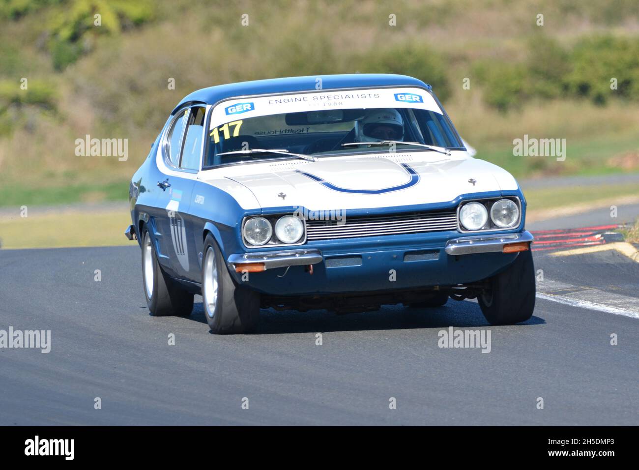 #117 John Sampson LHD Ford Capri RS2600 a Hampton Downs Foto Stock