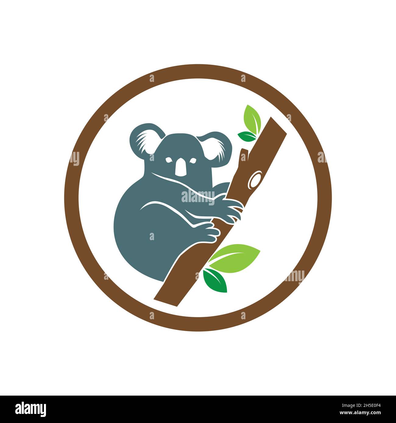 design vettoriale. logo creato da cute koala nell'albero per la vita. Illustrazione Vettoriale