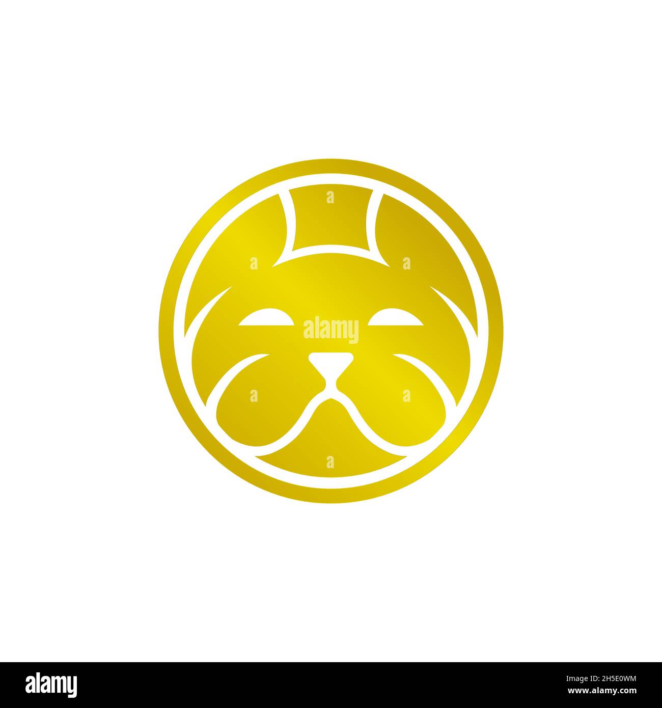 vector deign, logo combinato da testa e moneta bulldog. Illustrazione Vettoriale