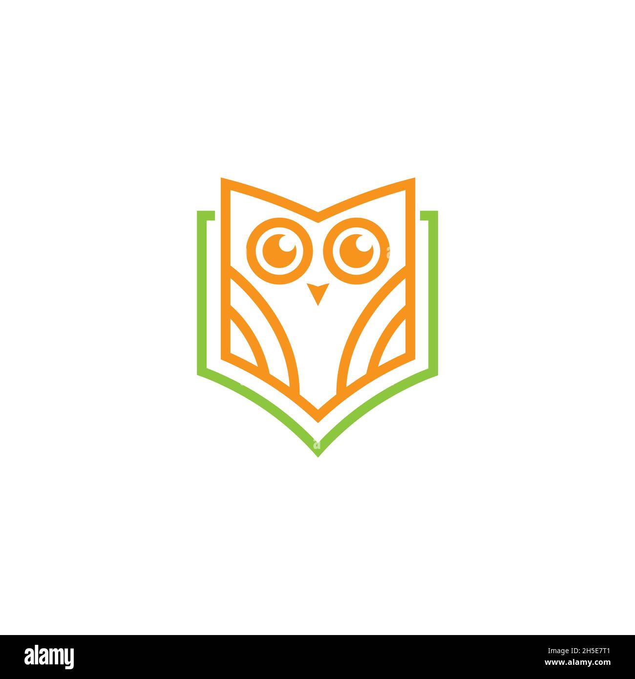 disegno vettoriale. Logo creato dalla combinazione di logo OWL e logo del libro. Illustrazione Vettoriale