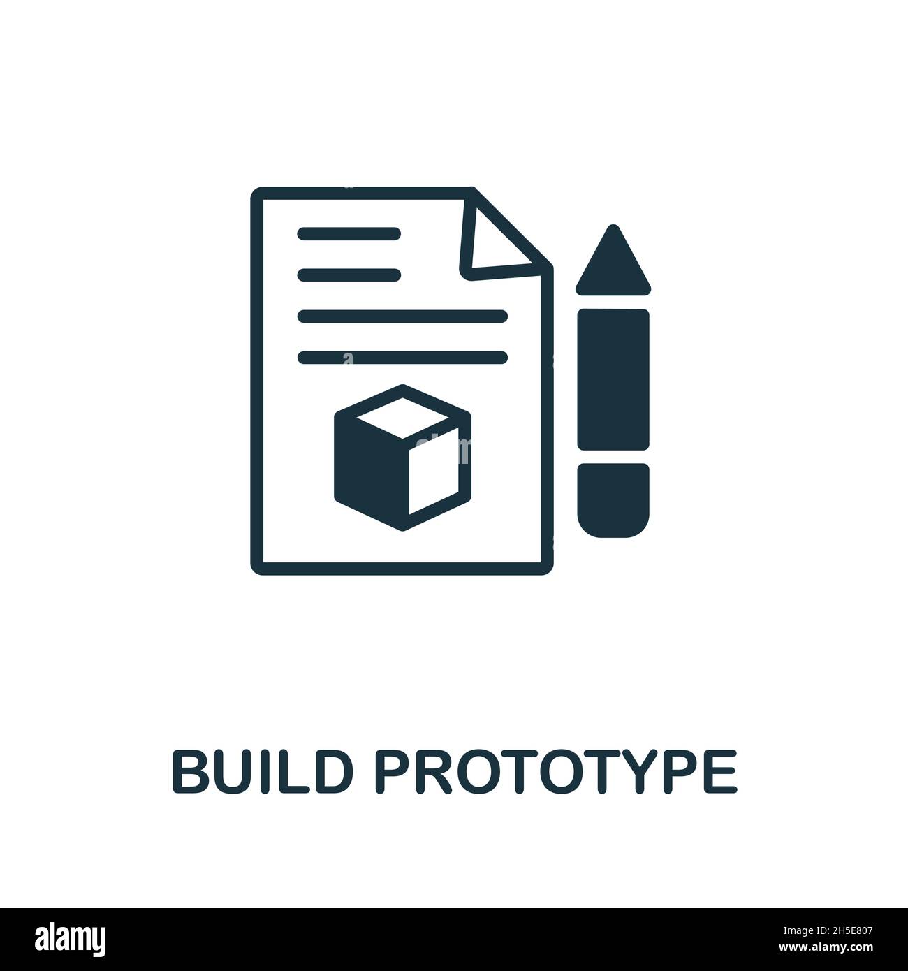 Icona di creazione del prototipo. Segno monocromatico dalla collezione di trasformazione digitale. Illustrazione icona prototipo di build creativo per il web design, infografica Illustrazione Vettoriale