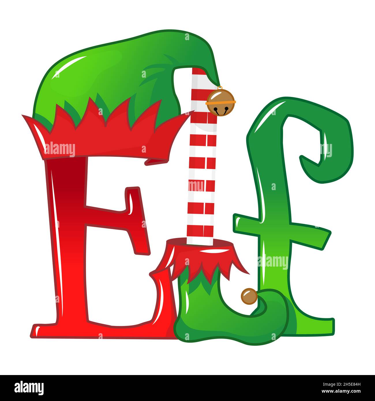 Elf - frase per i vestiti del bambino o del capretto di Natale o i maglioni brutti. Lettere disegnate a mano per biglietti d'auguri di Natale, inviti. Ideale per t-shirt, tazza, gi Illustrazione Vettoriale