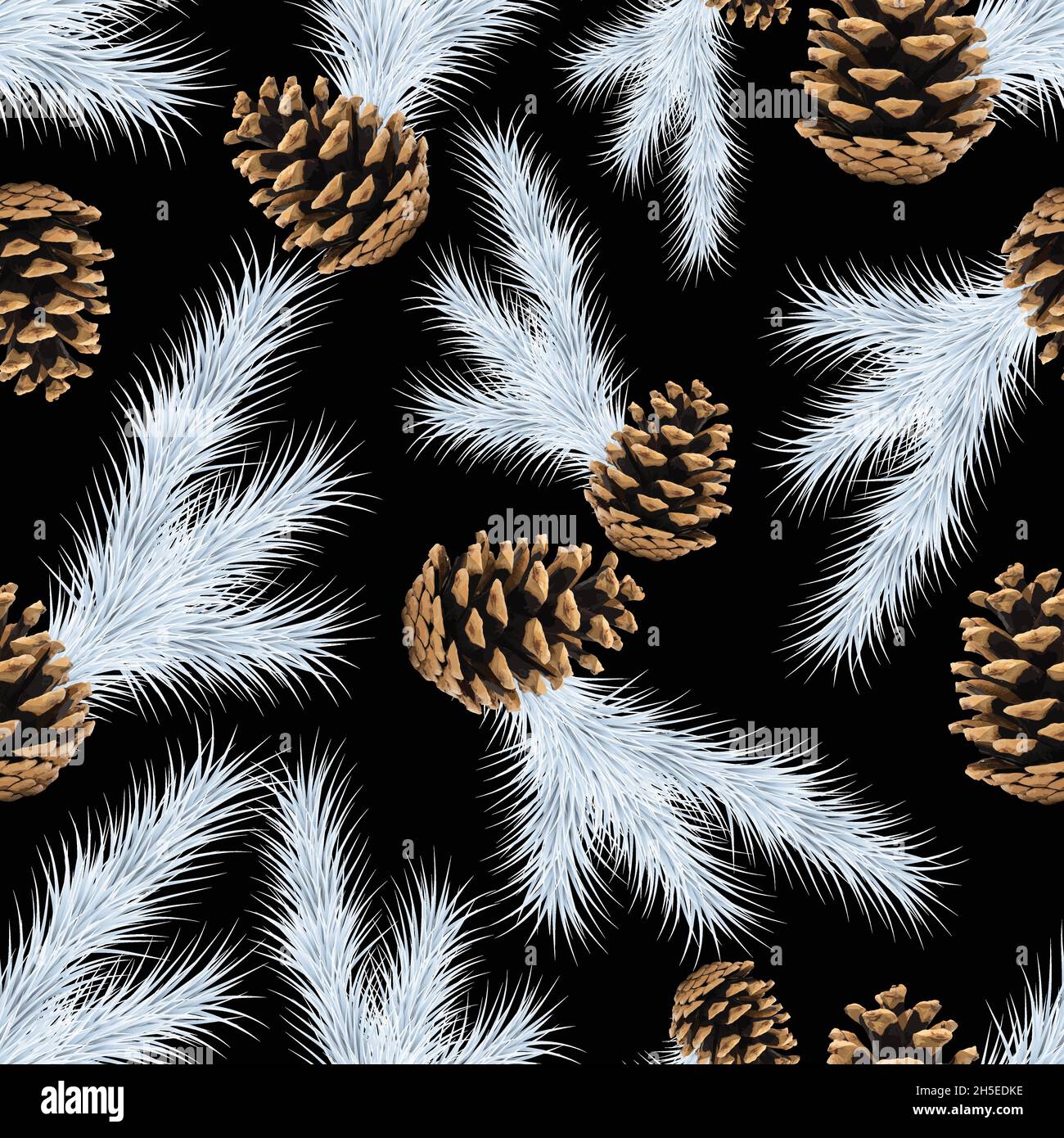 Inverno rami di pino senza cuciture pattern. Illustrazione Vettoriale