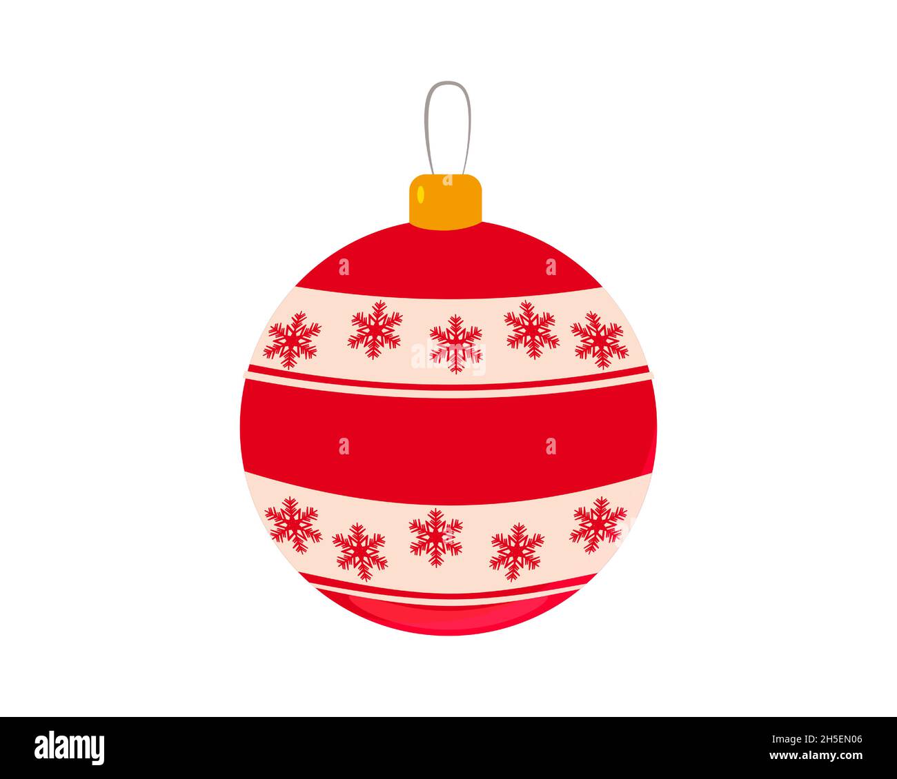 Palla di Natale retrò, decorazione vintage. Simbolo di Felice anno nuovo, festa di Natale. Illustrazione vettoriale stile cartoon flat Illustrazione Vettoriale