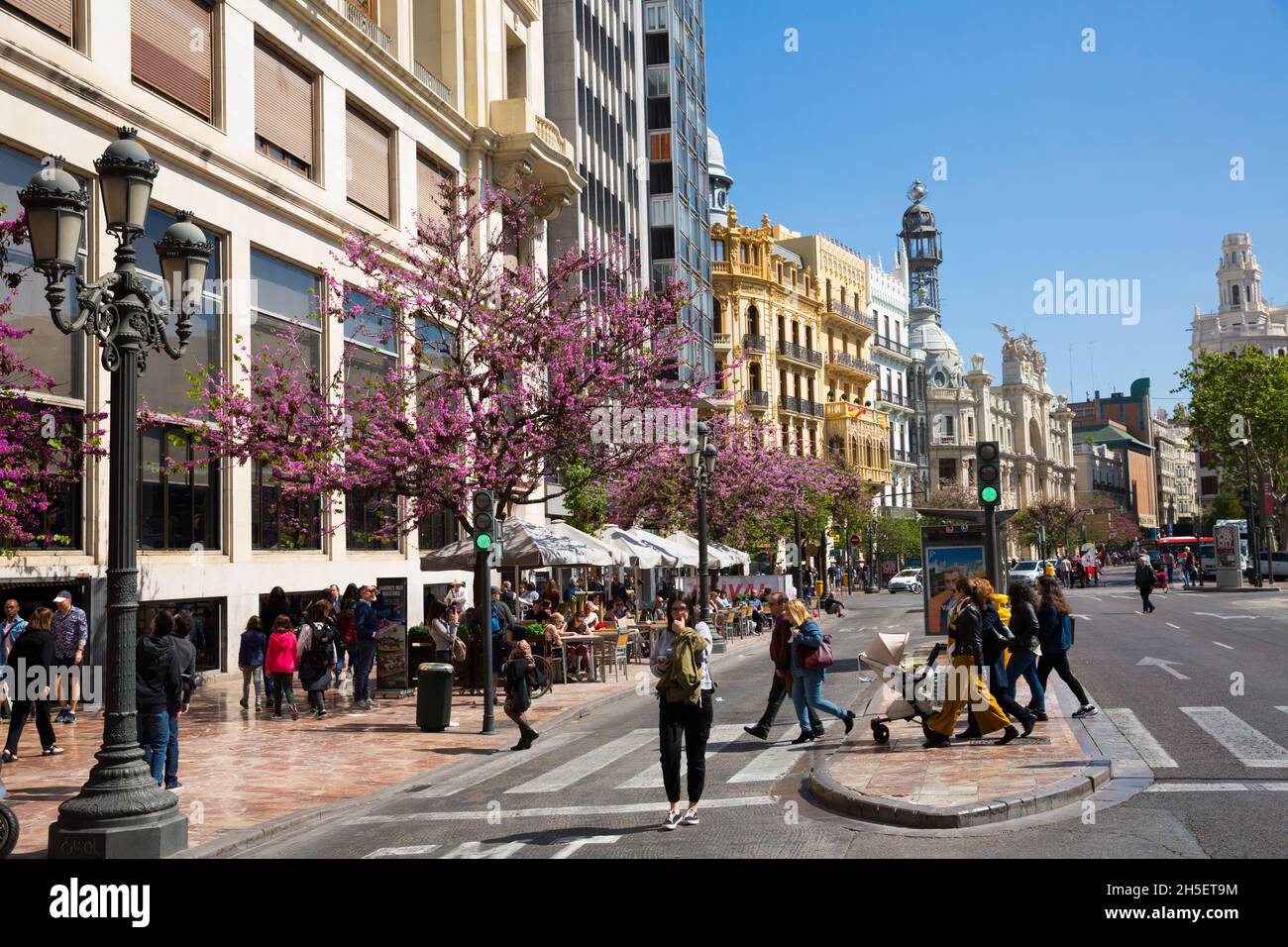 Strade centrali di Valencia Foto Stock