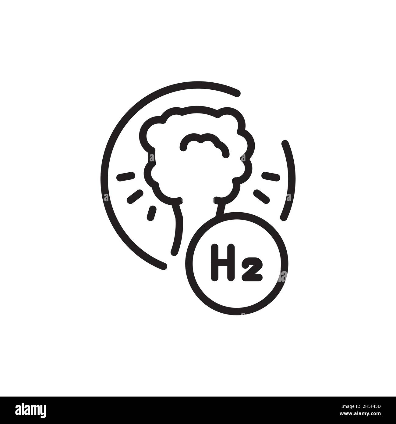 Icona linea blu H2. Energia di idrogeno. Elemento vettoriale isolato. Pittogramma a contorno per pagina web, app mobile, promo Illustrazione Vettoriale