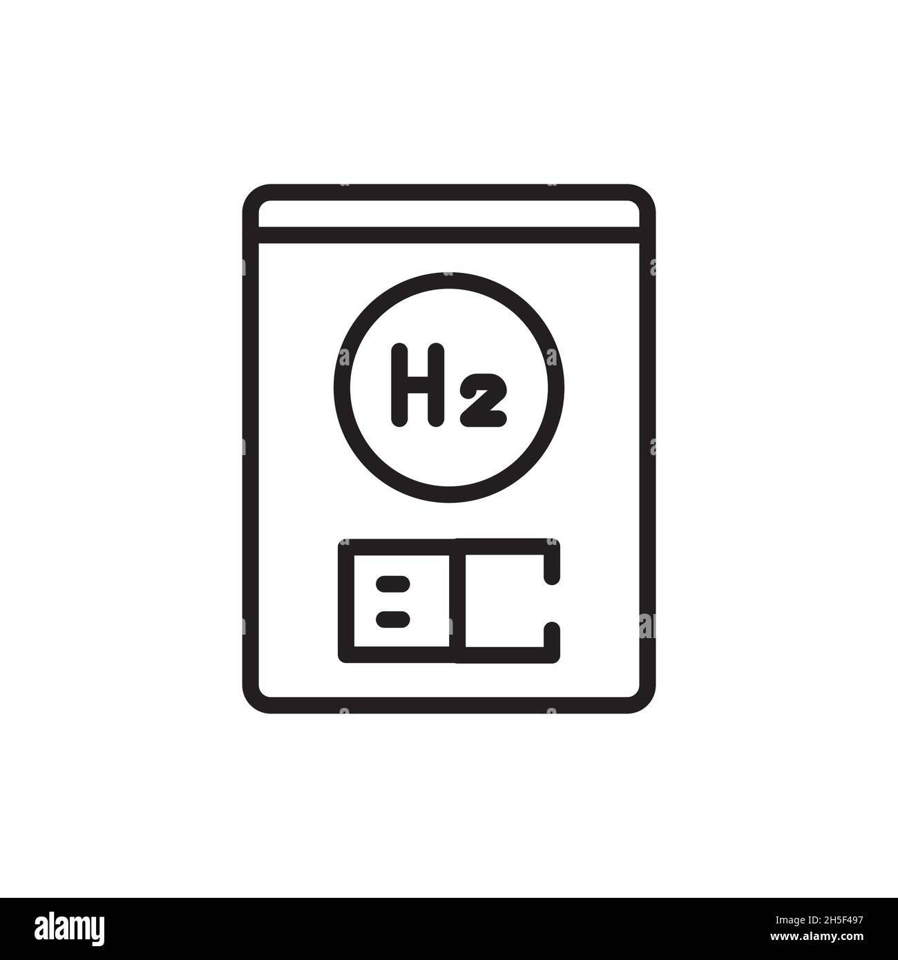 Icona della linea di colore H2 della caldaia. Energia di idrogeno. Elemento vettoriale isolato. Pittogramma a contorno per pagina web, app mobile, promo Illustrazione Vettoriale