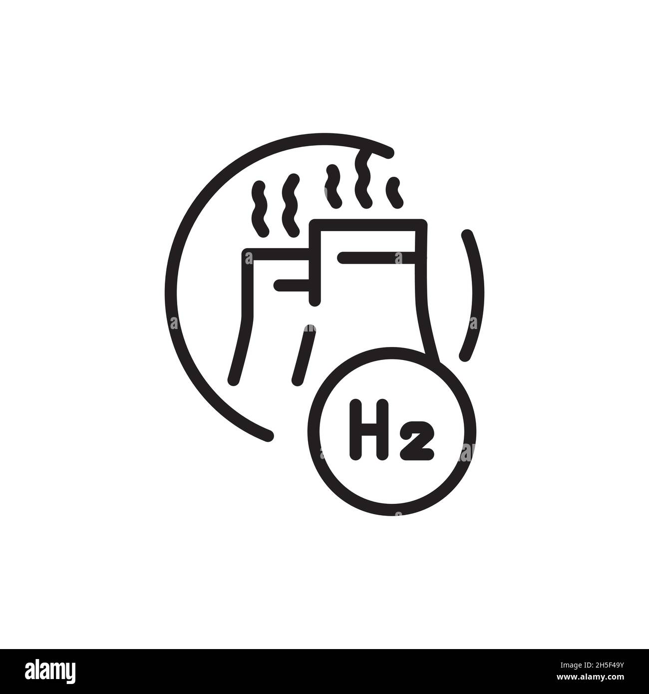 Icona di linea marrone H2. Energia di idrogeno. Elemento vettoriale isolato. Pittogramma a contorno per pagina web, app mobile, promo Illustrazione Vettoriale