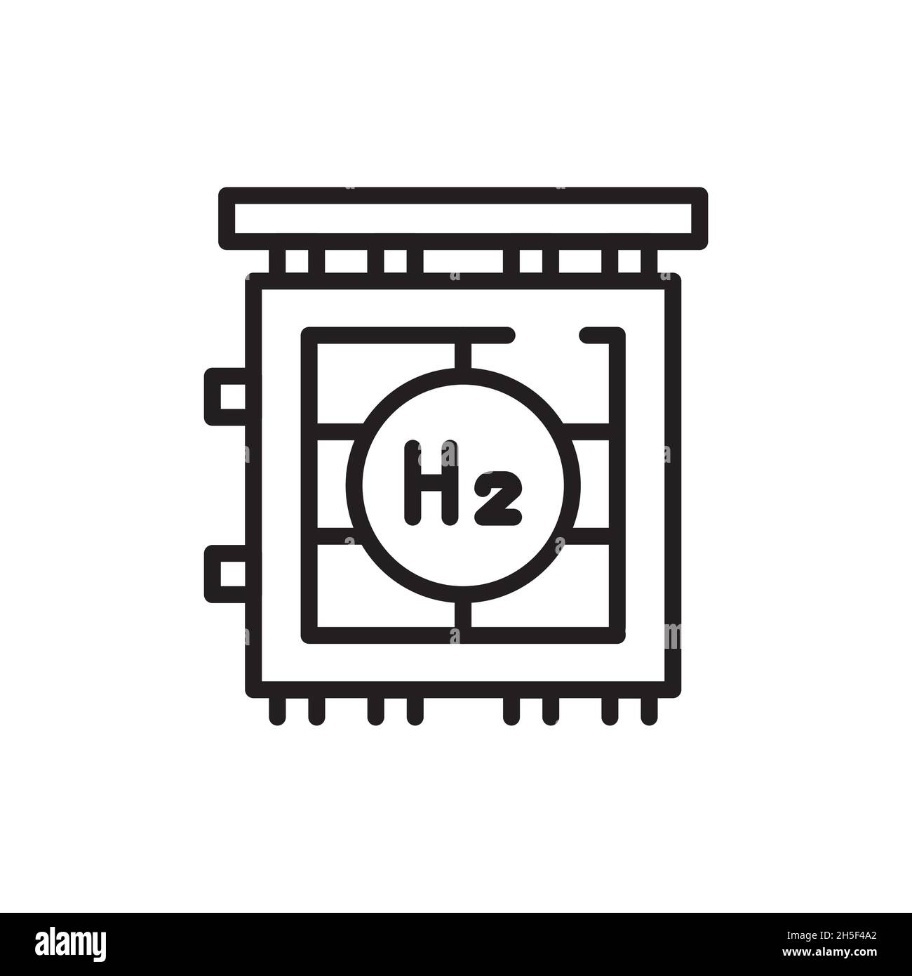 Icona della linea di colore H2 per la saldatura. Energia di idrogeno. Elemento vettoriale isolato. Pittogramma a contorno per pagina web, app mobile, promo Illustrazione Vettoriale