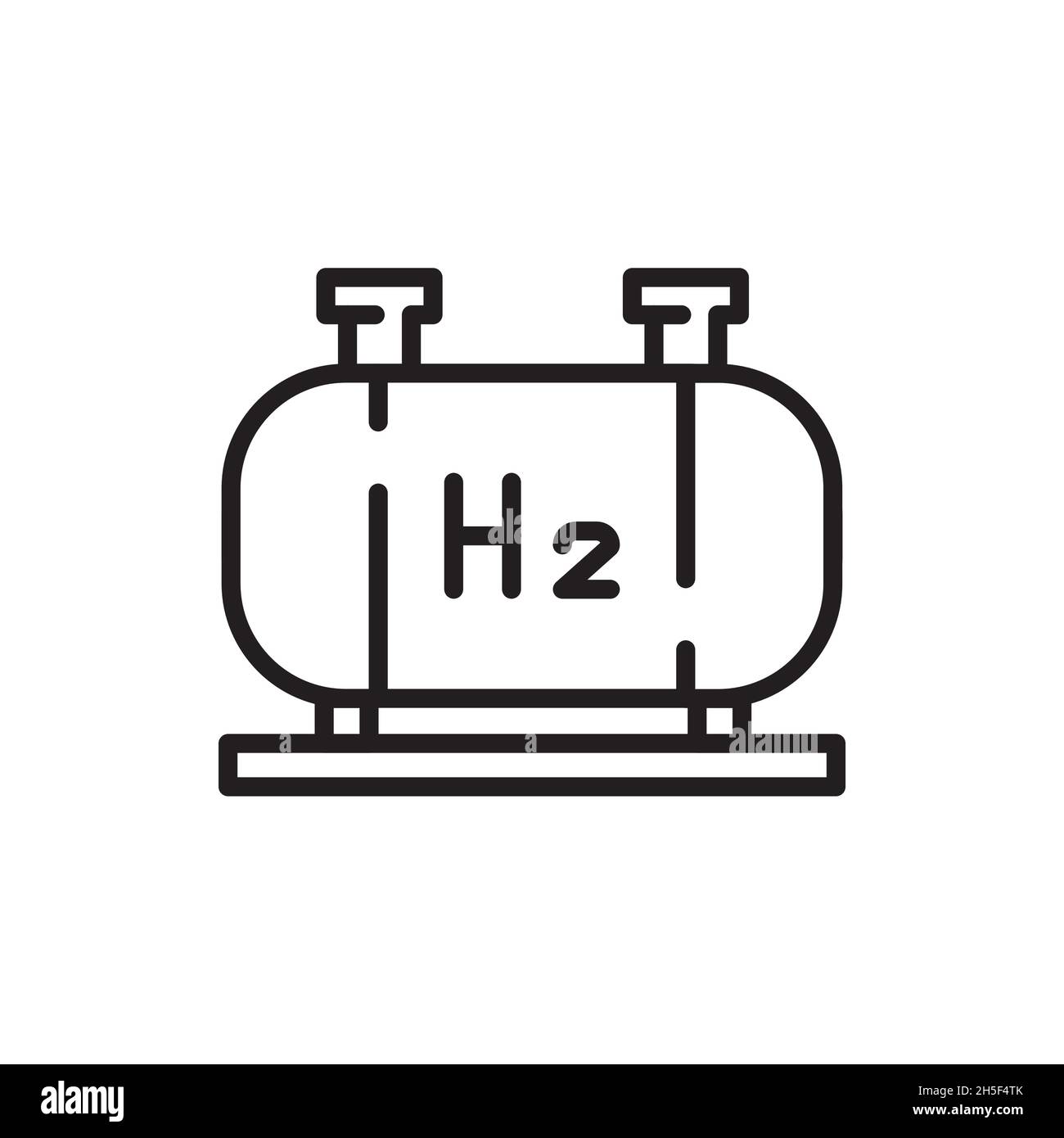 Icona a linea colorata H2 dei cilindri di stoccaggio. Energia di idrogeno. Elemento vettoriale isolato. Illustrazione Vettoriale