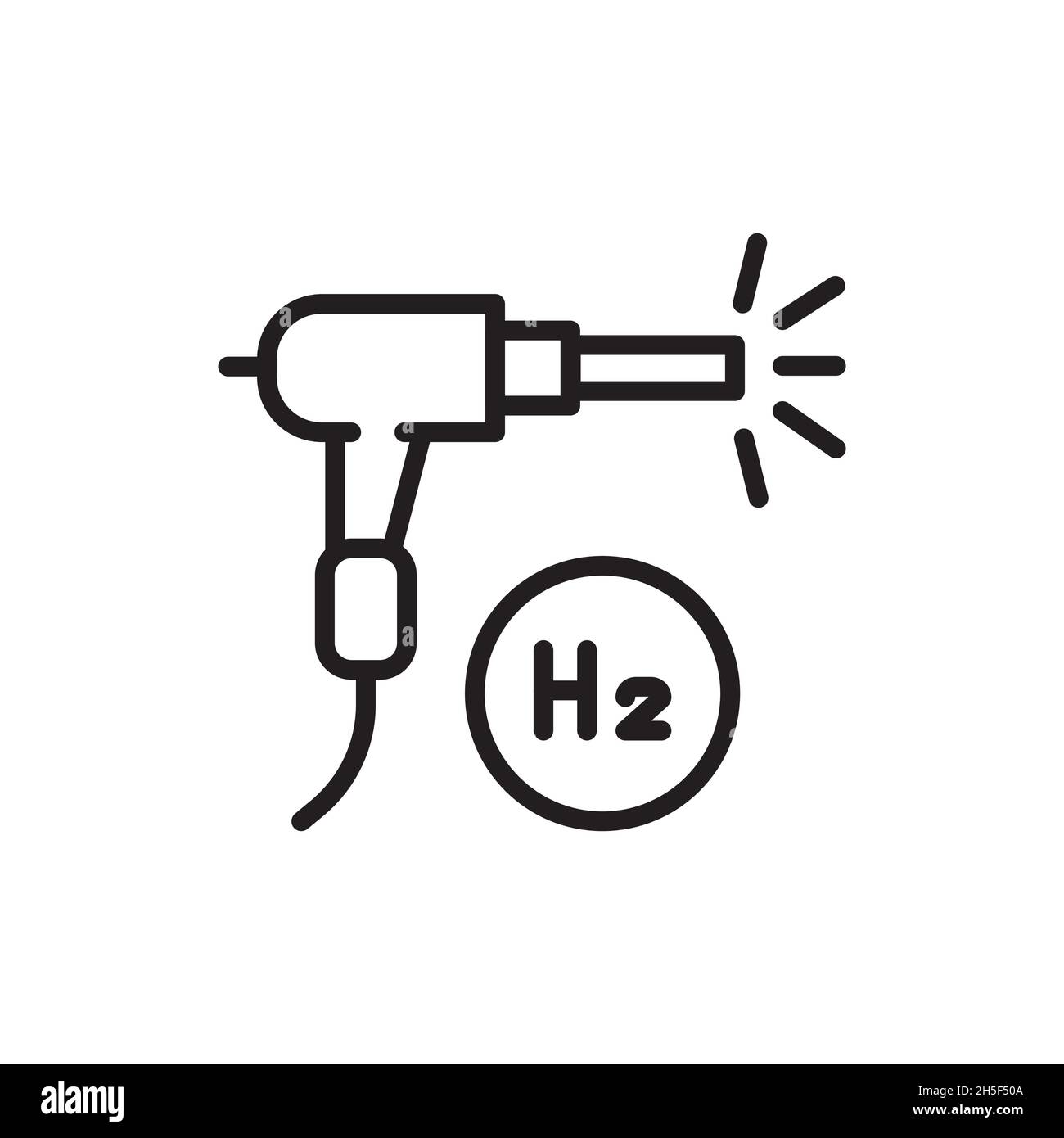 Icona della linea di colore H2 per la saldatura. Energia di idrogeno. Elemento vettoriale isolato. Illustrazione Vettoriale