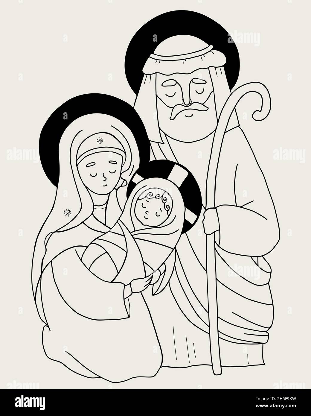 Natività di Gesù Cristo. Illustrazione vettoriale della Sacra Famiglia ...
