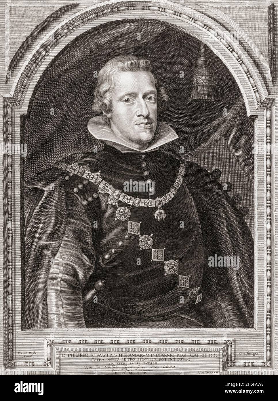 Re Filippo IV di Spagna. Felipe IV. 1605-1665. Dopo un dipinto di Peter Paul Rubens. Foto Stock