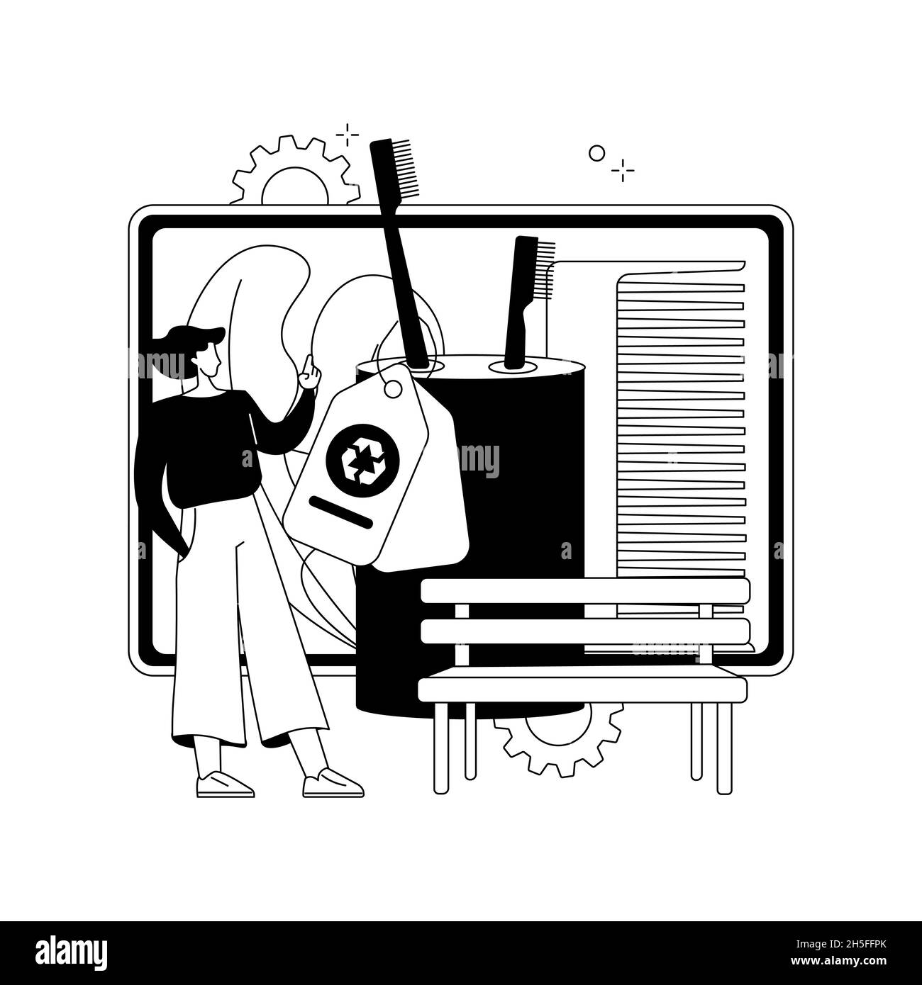 Illustrazione vettoriale astratta dei prodotti in legno senza scarti. Illustrazione Vettoriale