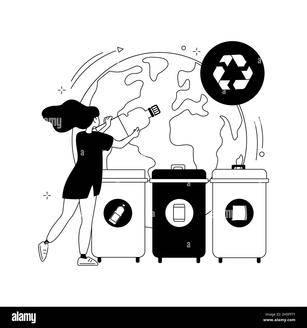 Illustrazione vettoriale del concetto astratto di garbage collection e ordinamento. Illustrazione Vettoriale