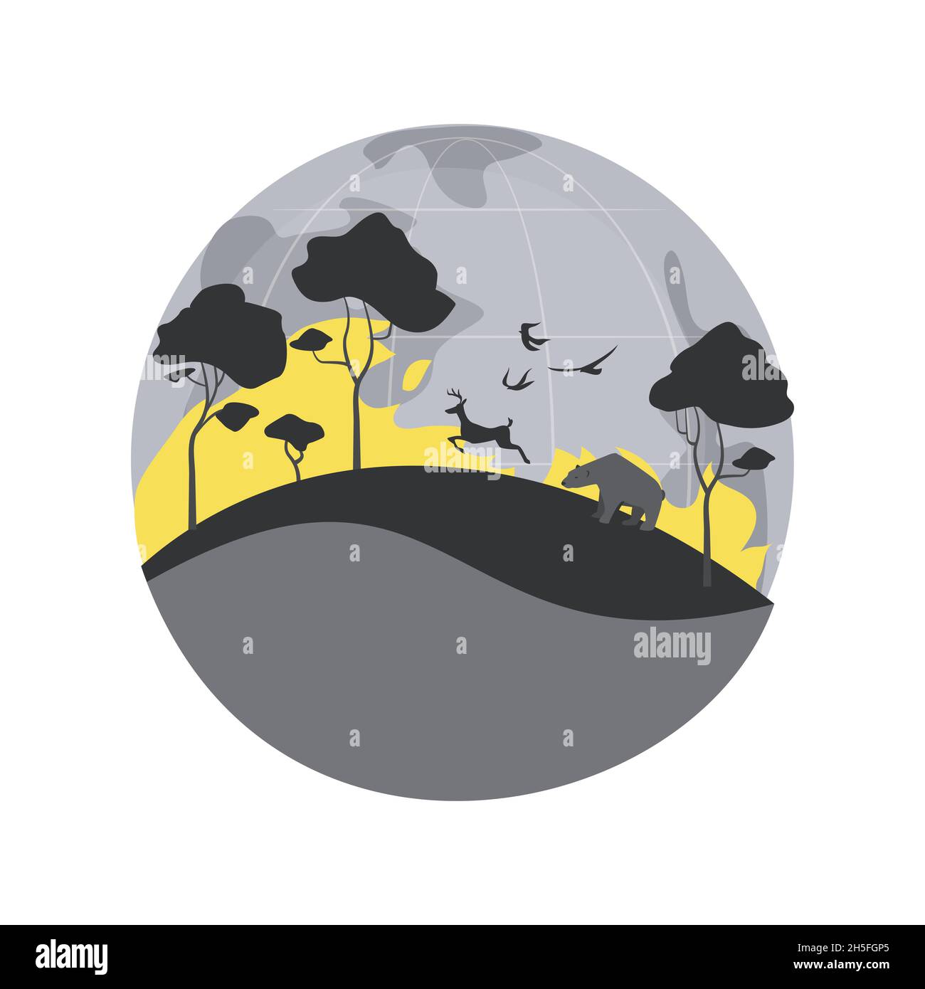 Illustrazione vettoriale del concetto astratto di wildfires. Illustrazione Vettoriale