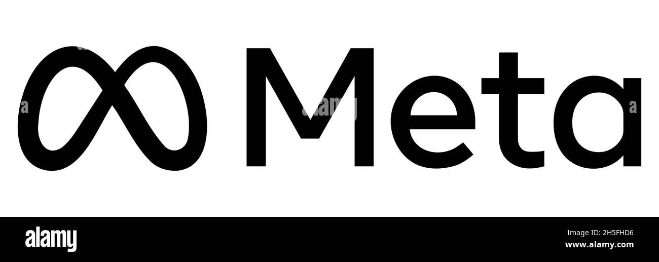 Vinnytsia, Ucraina - 09 novembre 2021: Nuovo nome logo Facebook in Meta. Logo vettoriale editoriale isolato su sfondo bianco Illustrazione Vettoriale