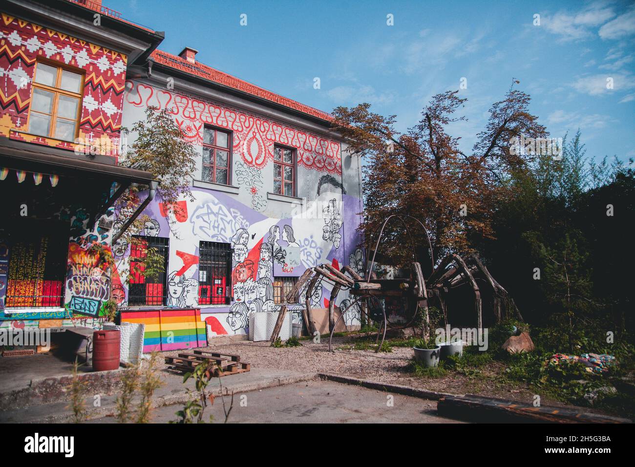 Metelkova Art Center visto a Lubiana, Slovenia Foto Stock