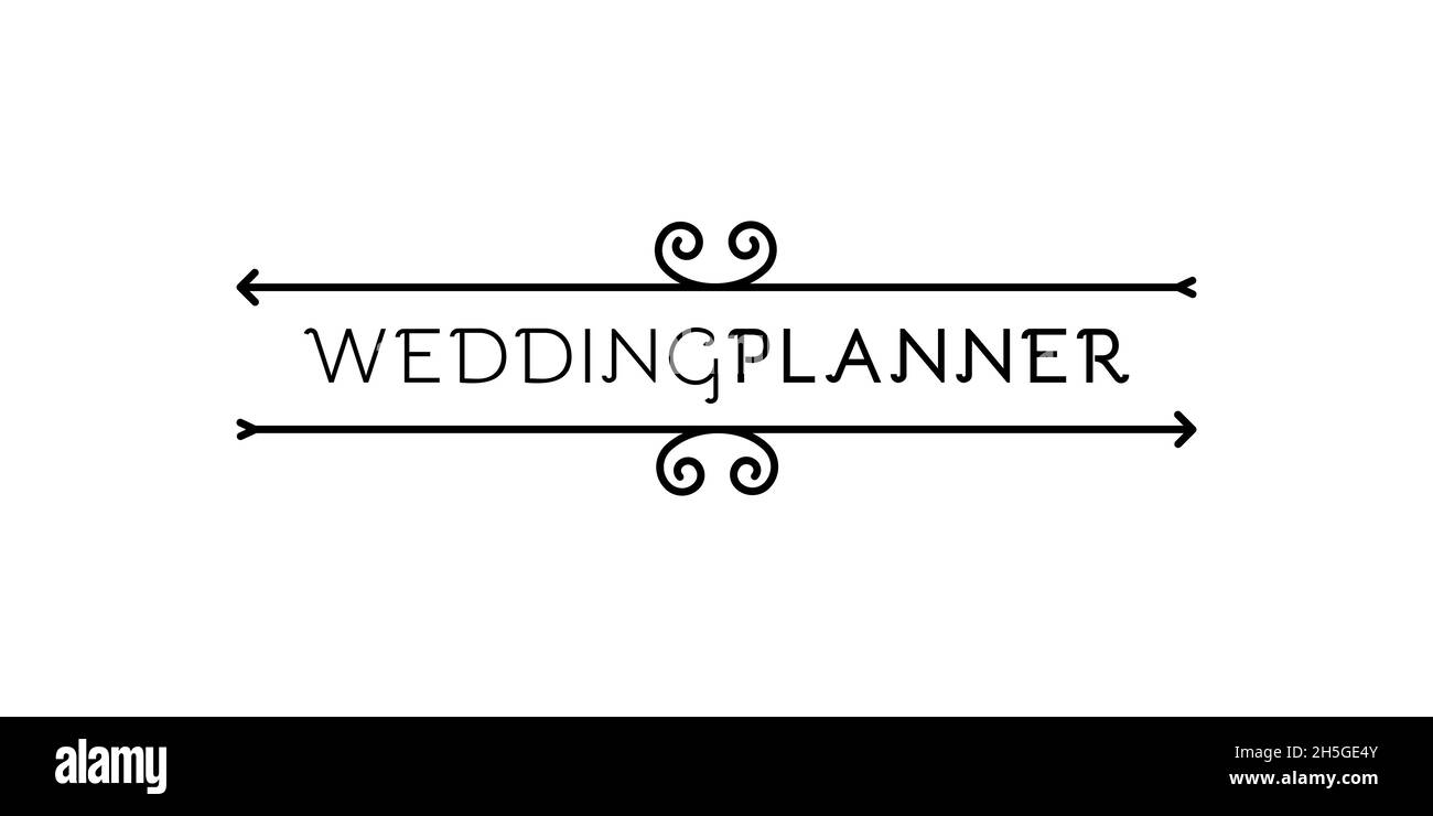 Logo del wedding planner. Simbolo fiorente. Elemento astratto per modello. Divisori originali. Illustrazione vettoriale, design piatto Illustrazione Vettoriale