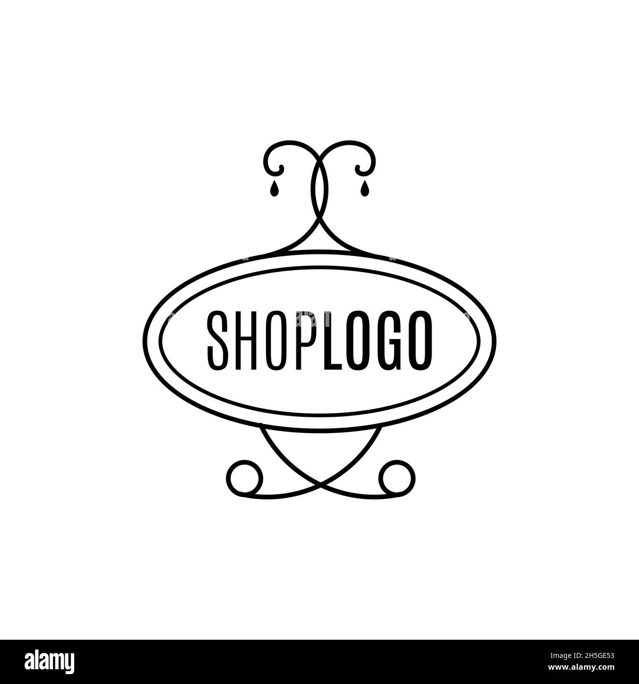 Logo Shop. Simbolo fiorente. Elemento astratto per modello. Illustrazione vettoriale, design piatto Illustrazione Vettoriale