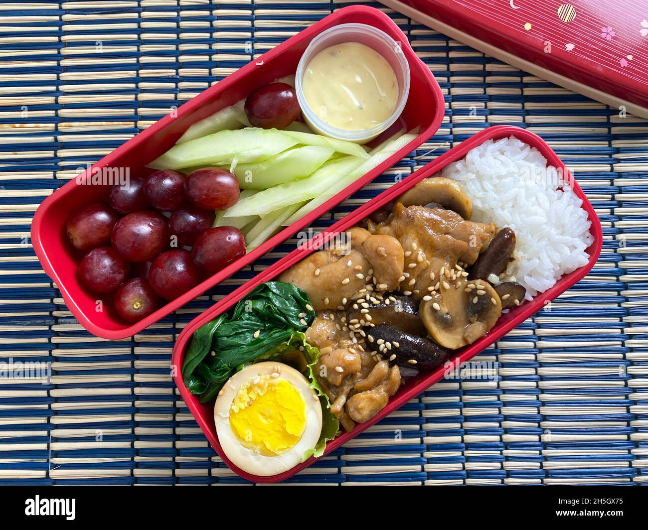 Set di scatole per il pranzo della scuola bento Foto Stock