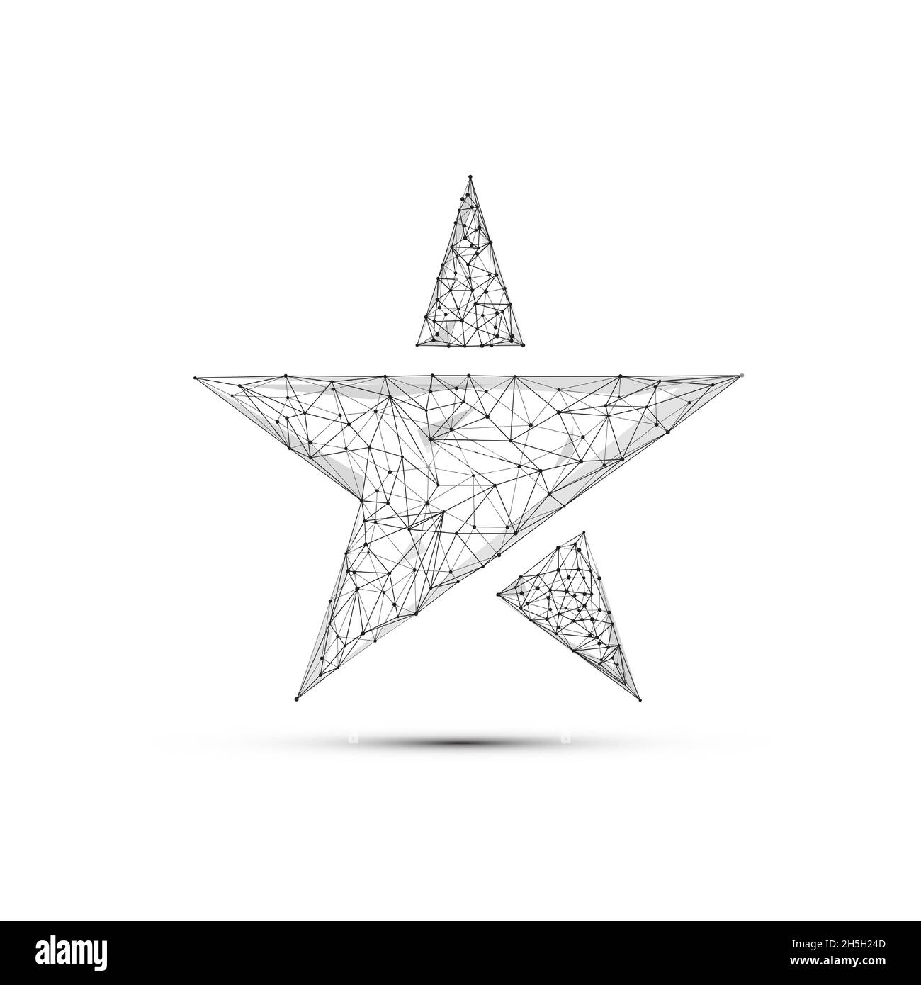 Forma poligonale geometrica vettore nero di Star Sign. Composto da punti, linee e forme poly basse sotto forma di disegno su sfondo bianco. Illustrazione Vettoriale