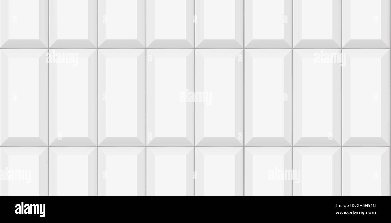 Bianco verticale mattonella metropolitana modello senza cuciture. Muro con struttura di mattoni. Disegno vettoriale di sfondo geometrico Illustrazione Vettoriale
