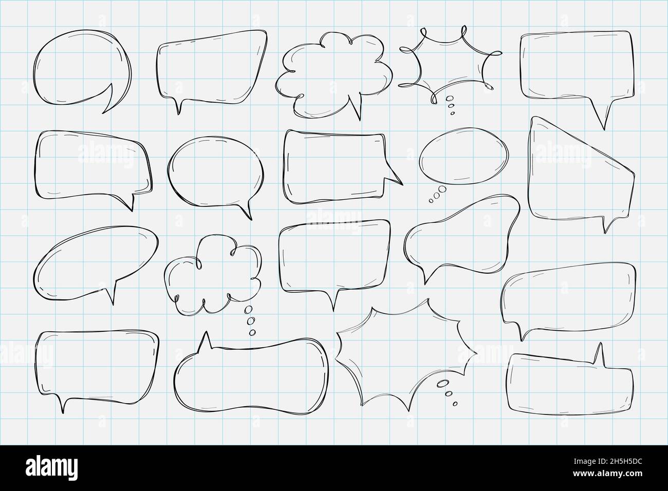 Raccolta di bolle vocali disegnate a mano Illustrazione Vettoriale