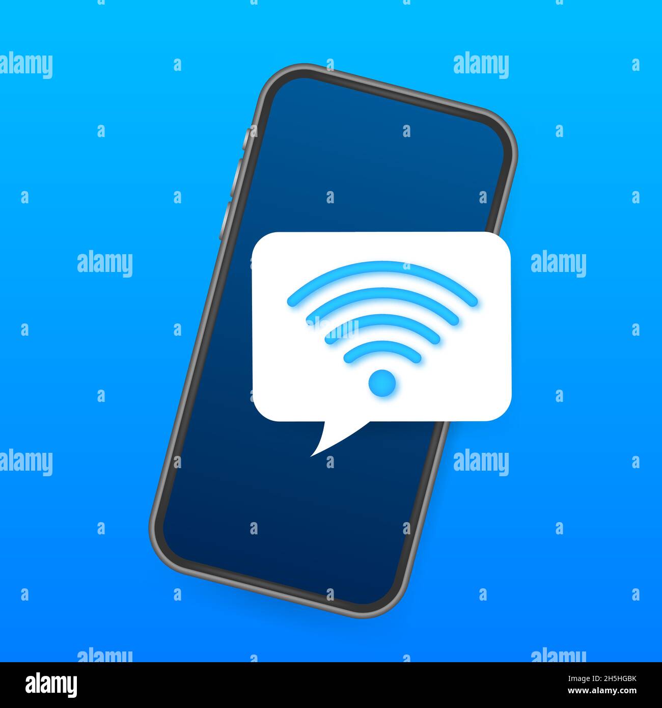 Tecnologia wireless. Connessione Internet WiFi sullo schermo dello smartphone. Illustrazione dello stock vettoriale. Illustrazione Vettoriale