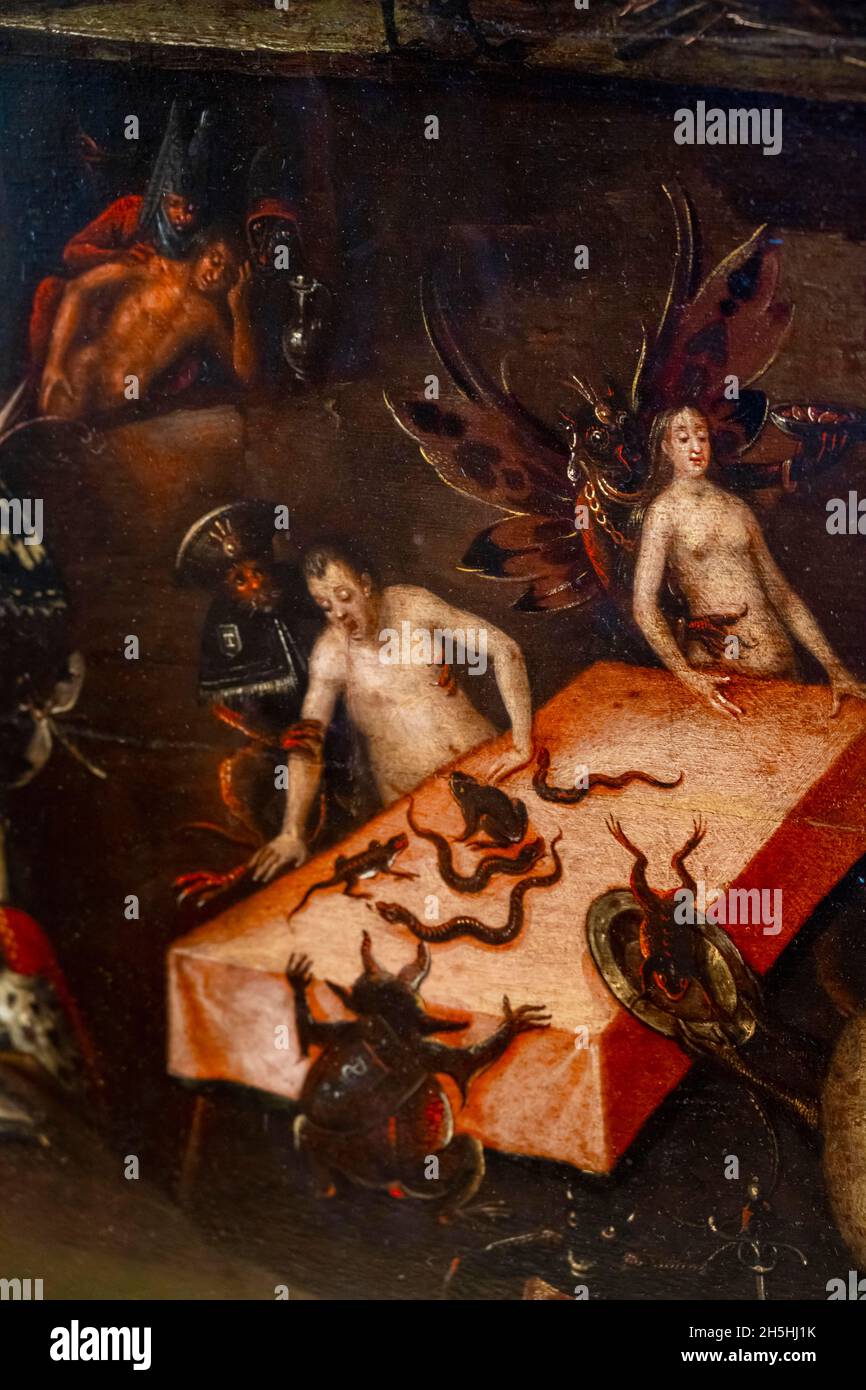 Pittura dell'Inferno, Inferno di Herri Met de Bles, interno, Palazzo Ducale, Venezia, Veneto, Italia Foto Stock