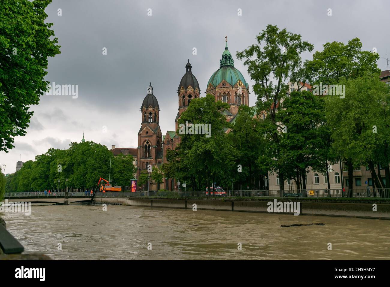 22 maggio 2019 Monaco di Baviera, Germania - Chiesa di San Luca, la più grande chiesa protestante di Monaco (Die Evangelische Kirchengemeinde St. Lukas) Foto Stock
