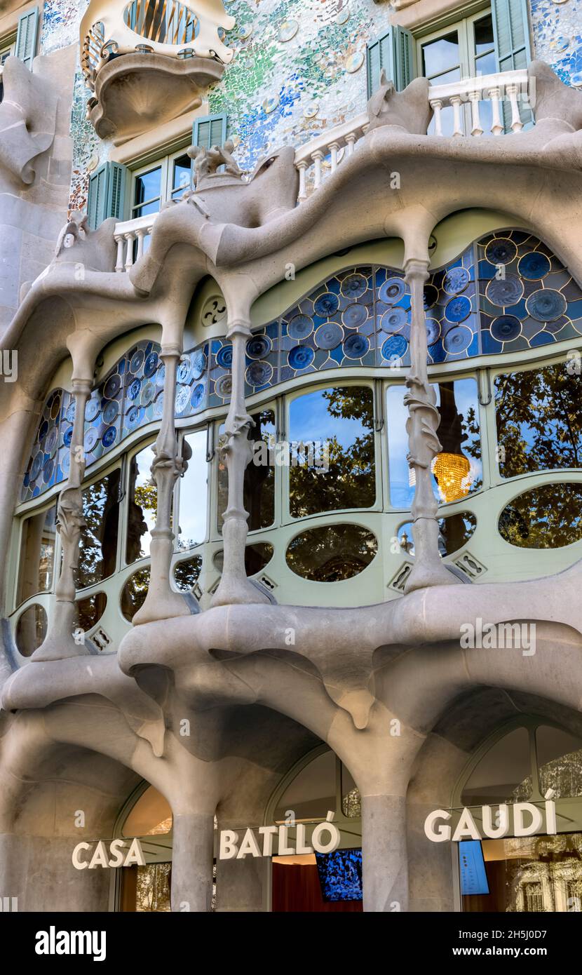 Casa Batllo di Antoni Gaudi, Barcellona Spagna Foto Stock