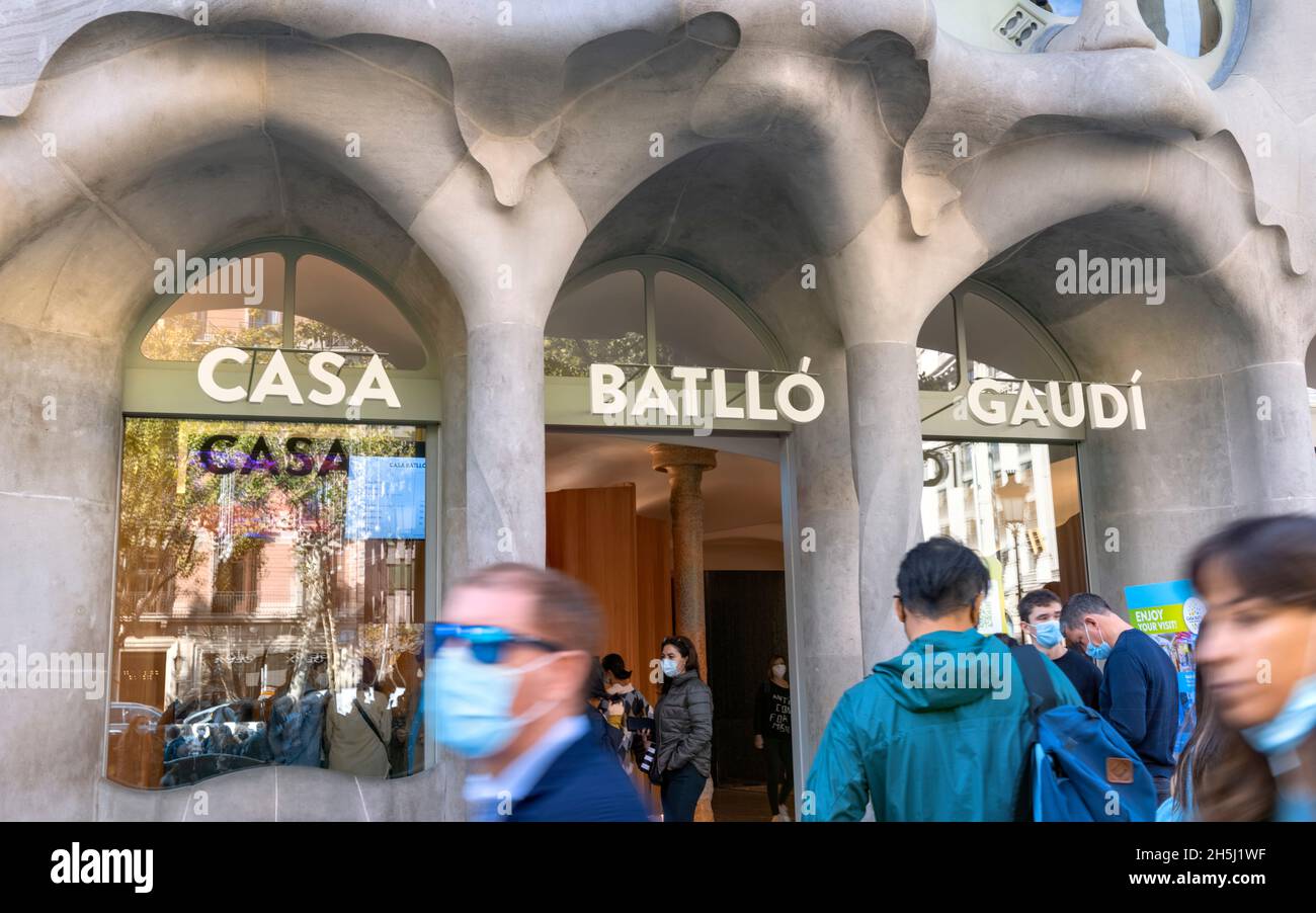 Casa Batllo di Antoni Gaudi, Barcellona Spagna Foto Stock