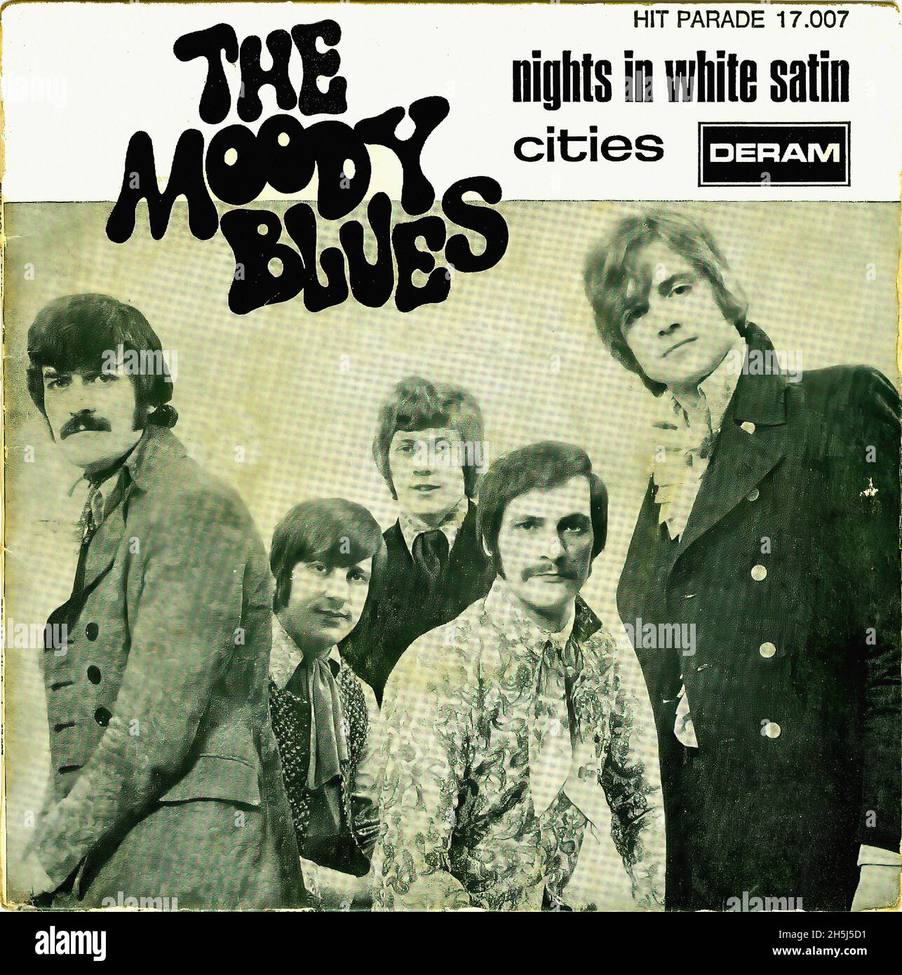 Copertina singola vintage - Moody Blues, The - notti in White Satin - F - 1967 Foto Stock