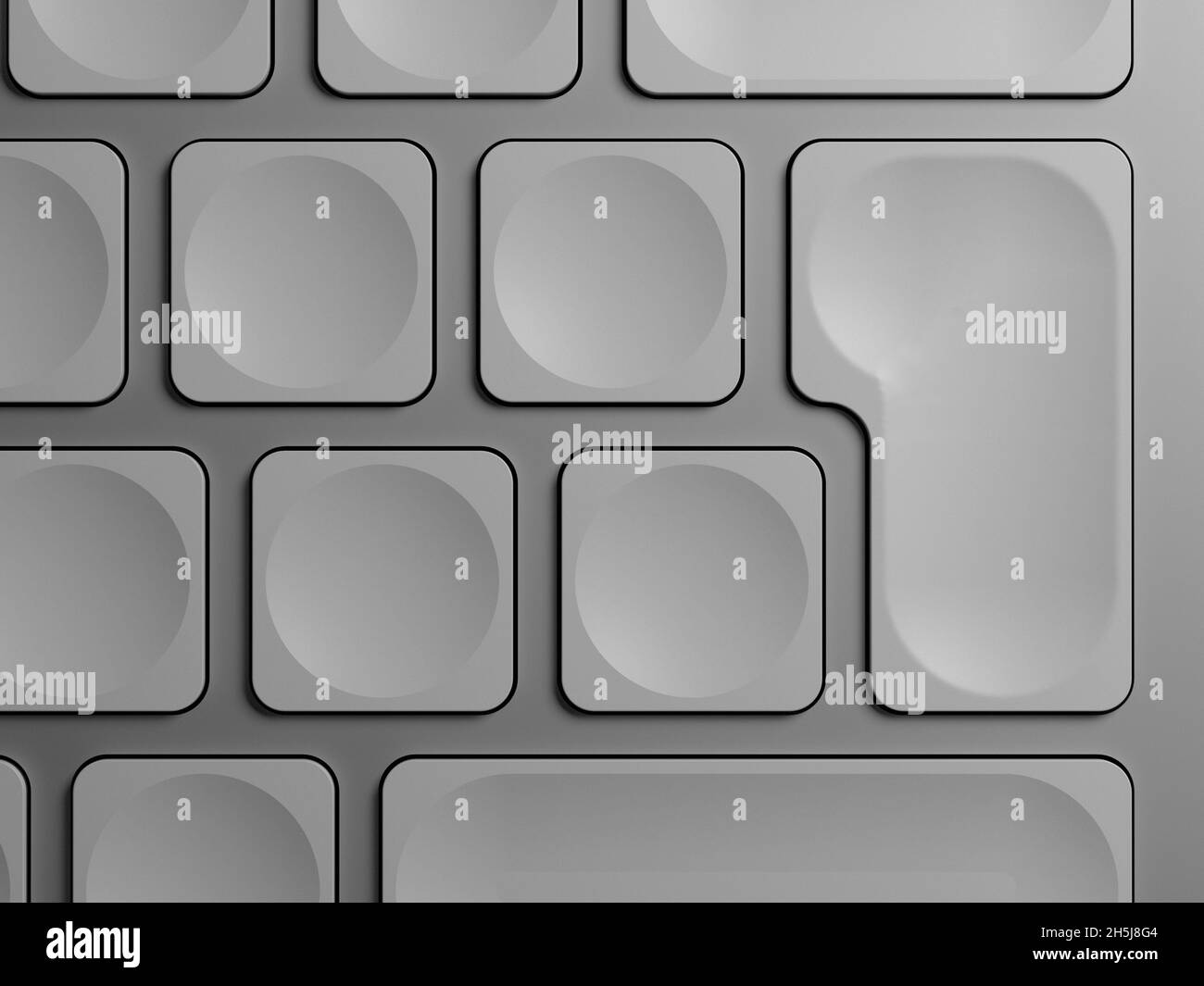 rendering in 3d di tasti vuoti sulla tastiera di un computer per essere costumizzati con il tuo contenuto Foto Stock