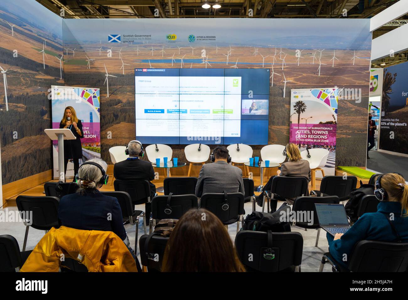 Padiglione del Governo Scozzese alla COP26 Conferenza ONU sul cambiamento climatico a Glasgow 2021, Scozia Regno Unito Foto Stock
