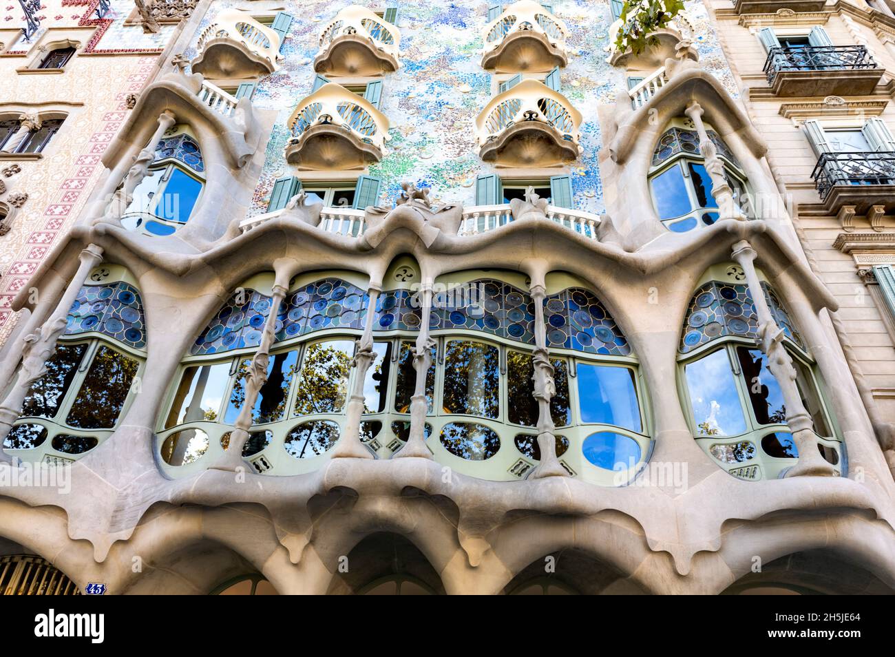Casa Batllo di Antoni Gaudi, Barcellona Spagna Foto Stock