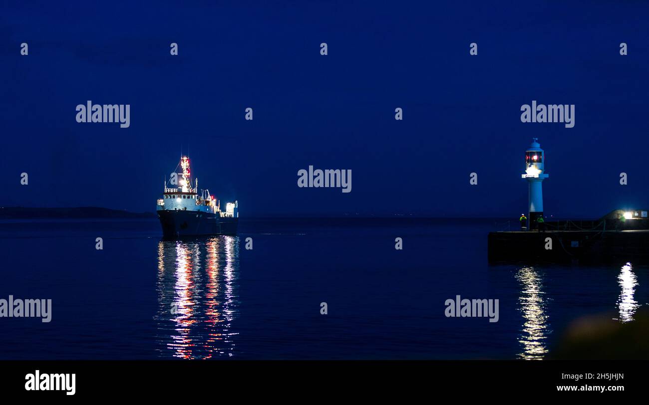 Generale nave da carico il Gry Maritha appena fuori dal porto di Penzance. Cornovaglia. Foto Stock
