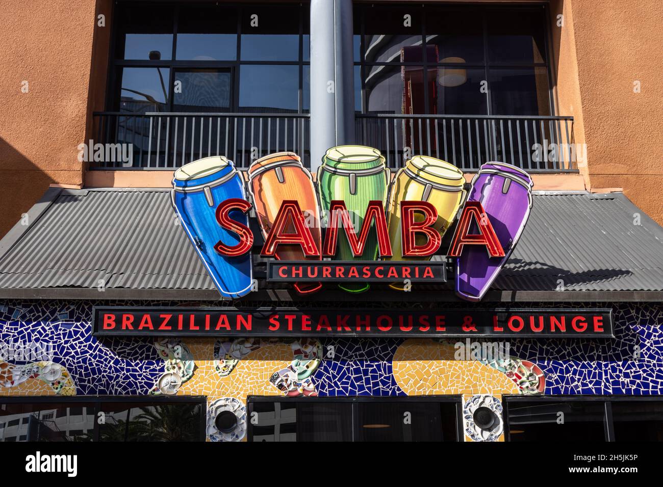 Cartello Samba Restaurant, Universal City Walk Foto Stock