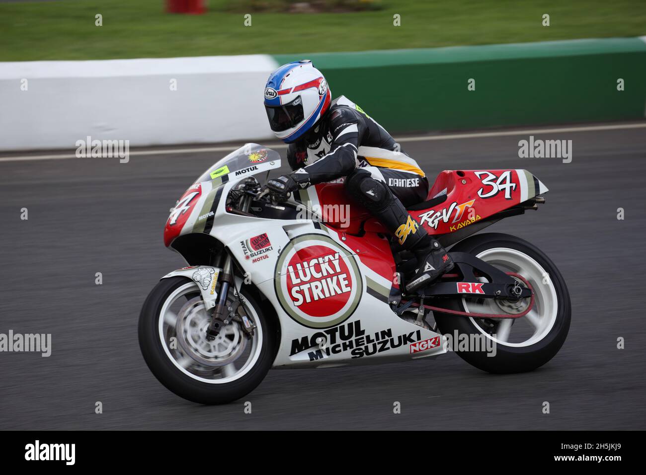 Kevin Schwantz - RGV500 Suzuki al Mallory Park Foto Stock
