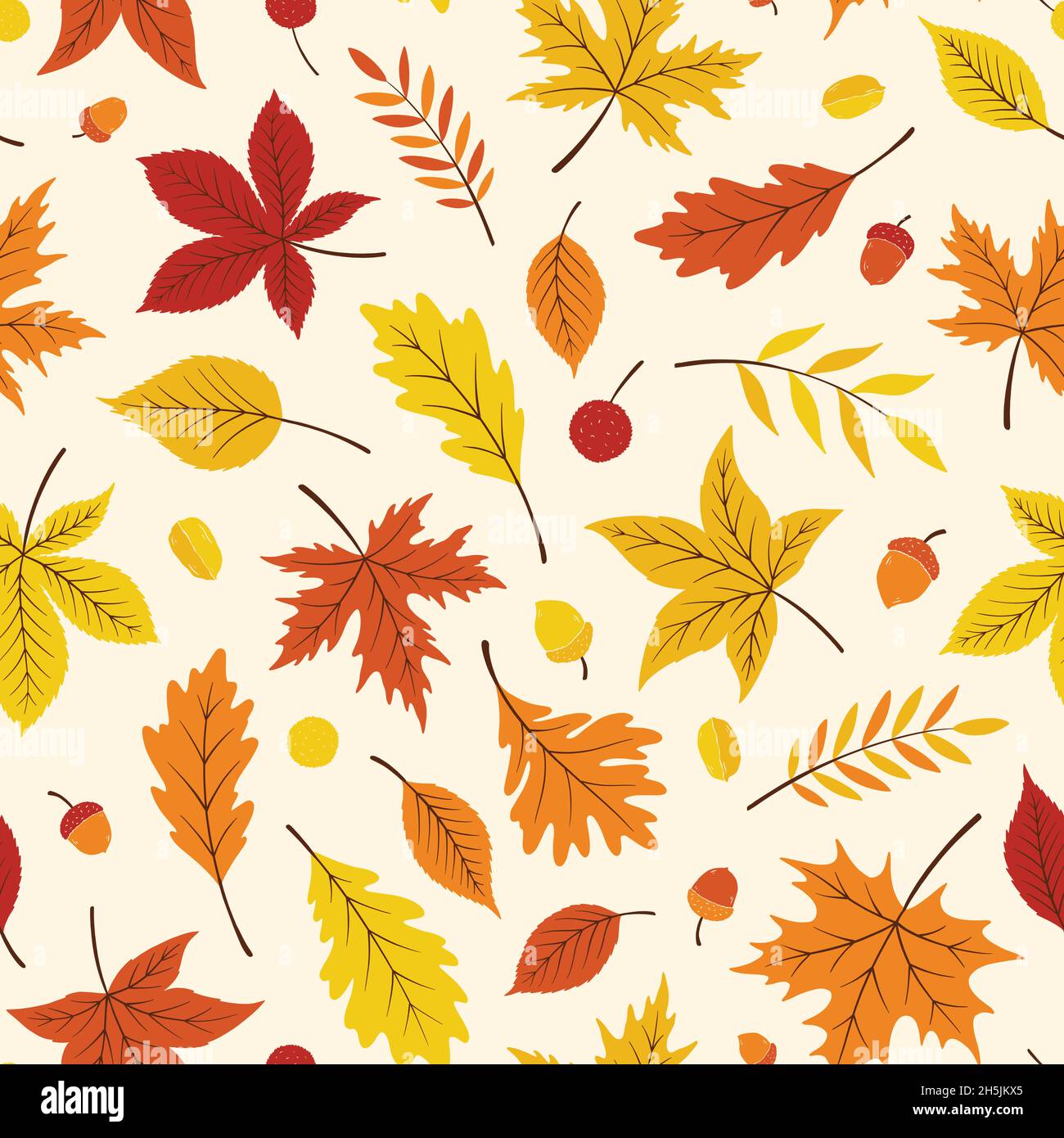 L'autunno lascia il modello senza giunture. Sfondo dell'illustrazione digitale. Illustrazione Vettoriale