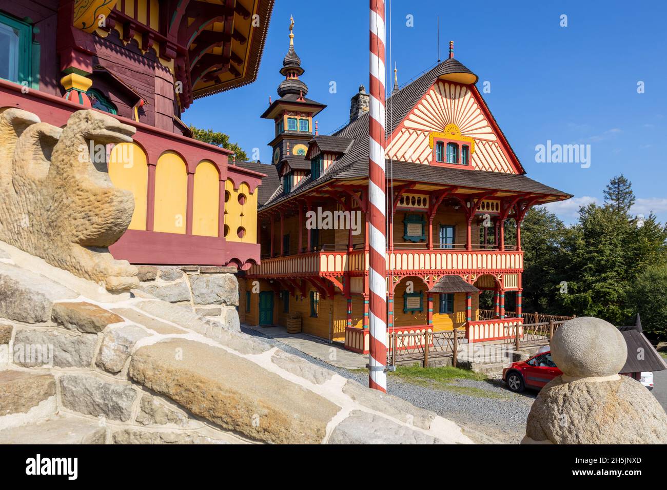 Horske stredisko Pustevny, Radhost, Beskydy, Ceska republika / località di montagna Pustevny, Beskydy, Moravia, repubblica Ceca Foto Stock