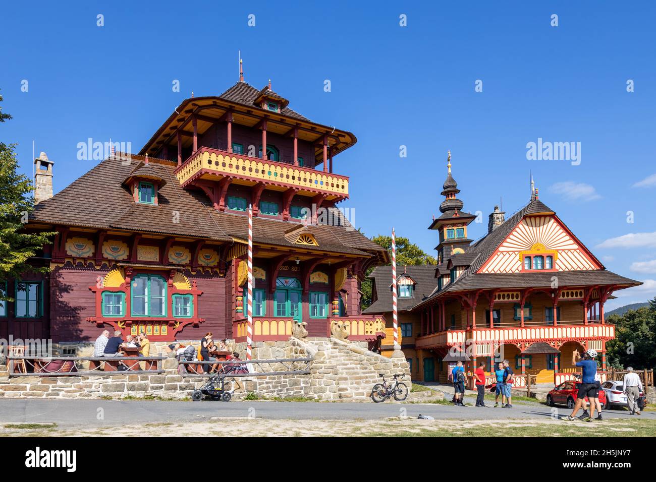 Horske stredisko Pustevny, Radhost, Beskydy, Ceska republika / località di montagna Pustevny, Beskydy, Moravia, repubblica Ceca Foto Stock