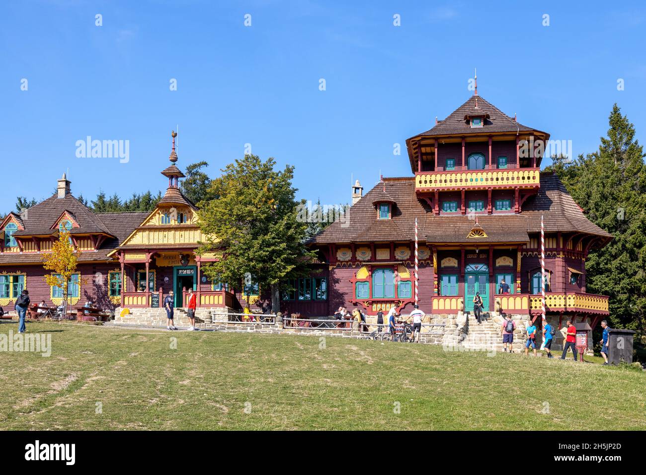 Horske stredisko Pustevny, Radhost, Beskydy, Ceska republika / località di montagna Pustevny, Beskydy, Moravia, repubblica Ceca Foto Stock