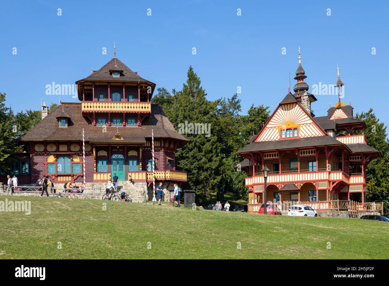 Horske stredisko Pustevny, Radhost, Beskydy, Ceska republika / località di montagna Pustevny, Beskydy, Moravia, repubblica Ceca Foto Stock