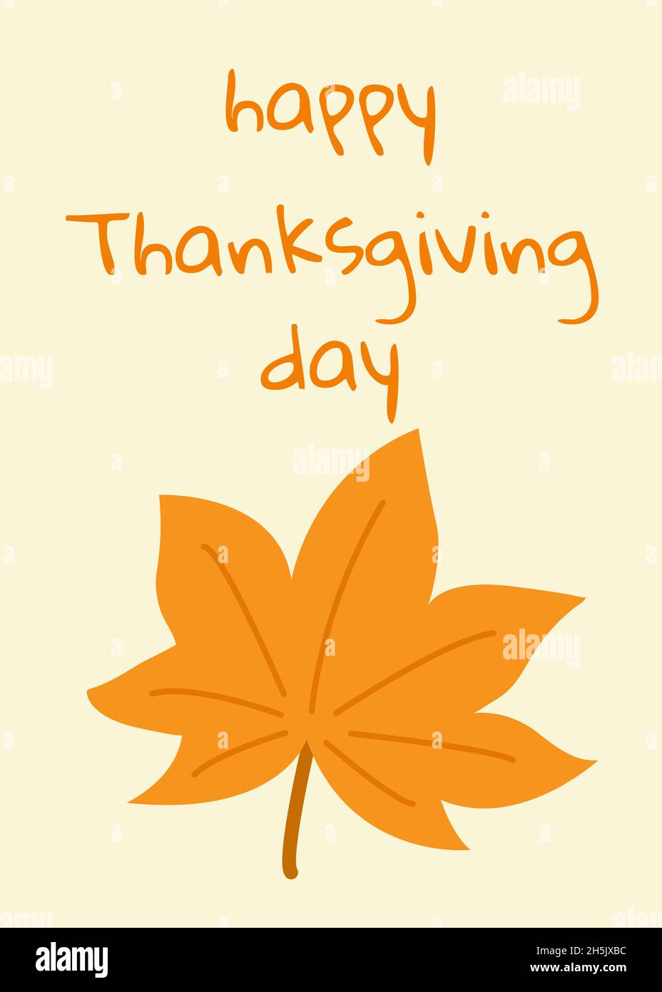 Buon giorno del Ringraziamento, carta positiva con foglia di acero. Biglietto d'auguri, volantino, banner, modello poster. Decorazione di ringraziamento, tessile, regalo. Illustrazione Vettoriale