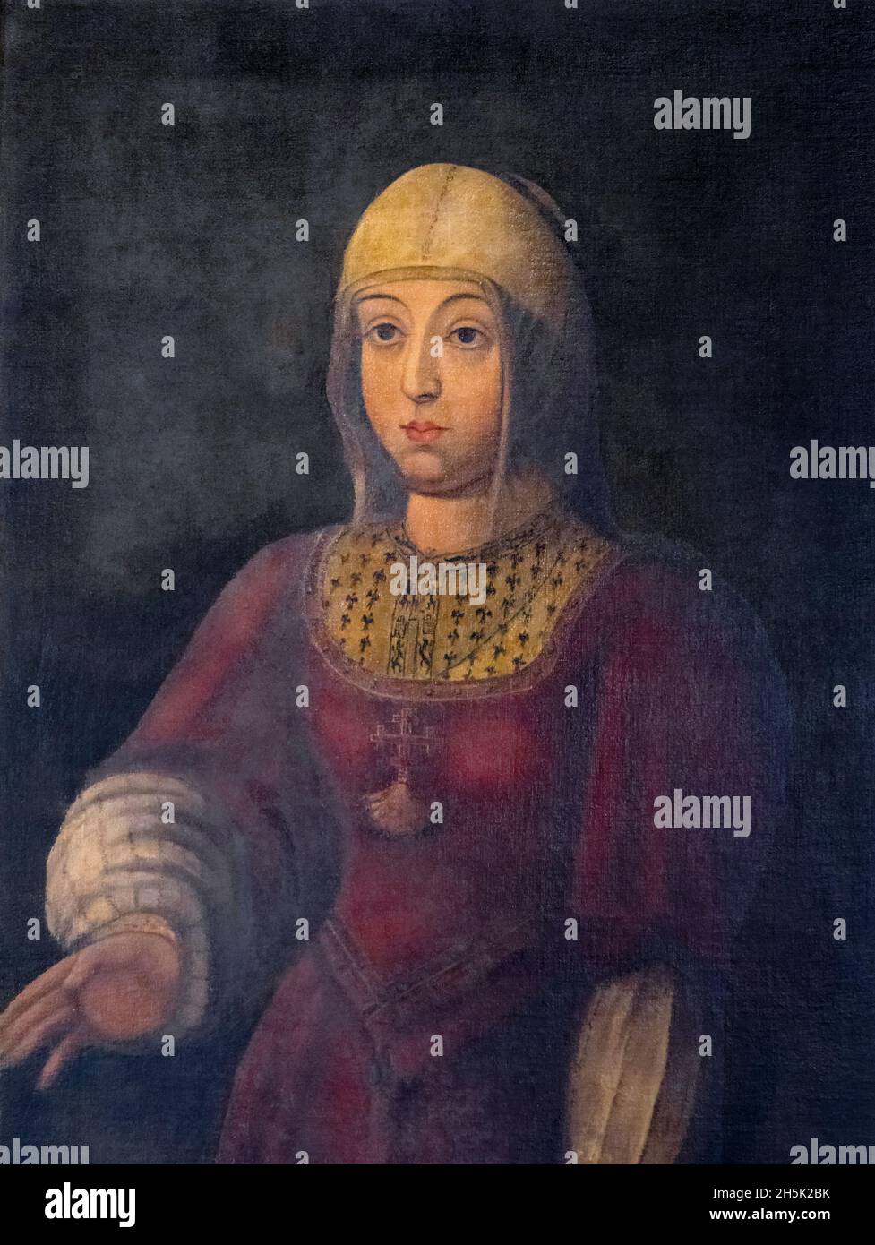 Isabella il cattolico, Isabel la Católica 1451 - 1504. Regina di Castiglia e di Aragona. Dipinto di A. Pérez Giráldez, dopo un lavoro precedente. La rabbia Foto Stock