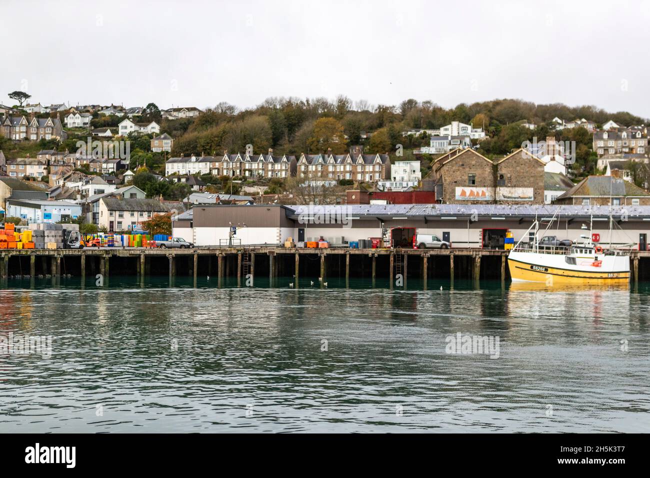 Mercato del pesce di Newlyn, dove le catture sbarcate sono oggetto di scambi in tutta l'UE. Foto Stock